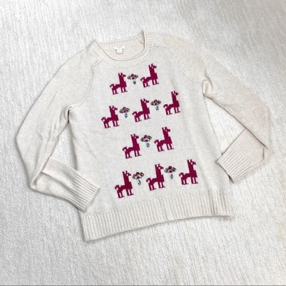 ✨ J Crew Jeweled Llama Wool Sweater